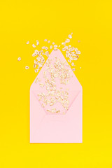 Top view of oatmeal flakes in minimal style