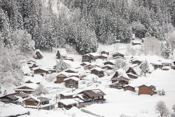 Historic Villages of Shirakawa-go and Gokayama, Japan in winter.