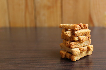 crackers to beer crispy stacked in a pile