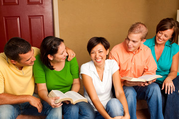 Small Group Bible Study. Multicultural small group.