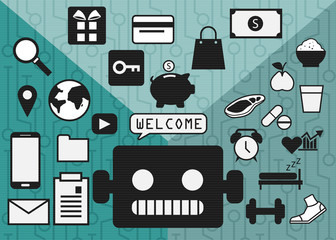 Robot AI (artificial intelligence) vector illustration .