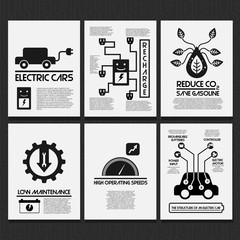 Electric cars vector pictogram layout concept art
