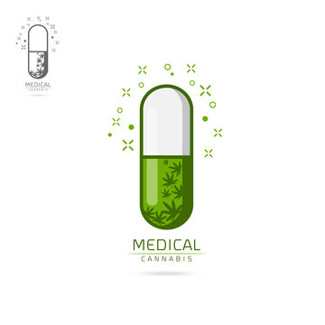 medical cannabis emblems, label, logo set vector template