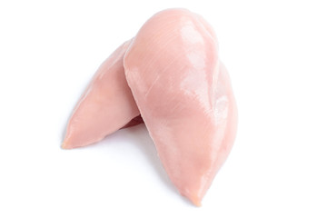 Raw chicken breast isolated on white background.