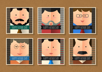Happy father's day vector postcard simple character collection.