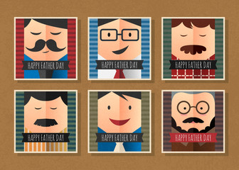 Happy father's day vector postcard simple character collection.