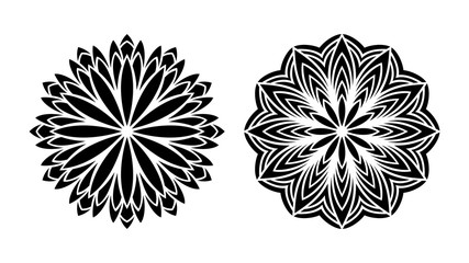 Set of two vector mandalas. Tattoo floral patterns. Tribal design.