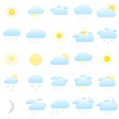 Set with icons for weather forecasting