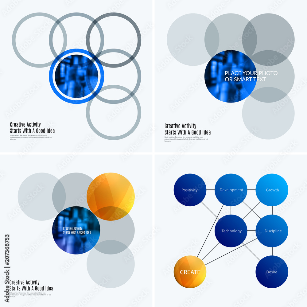 Poster abstract design of colourful vector elements for smooth background with round shapes rinds for busin