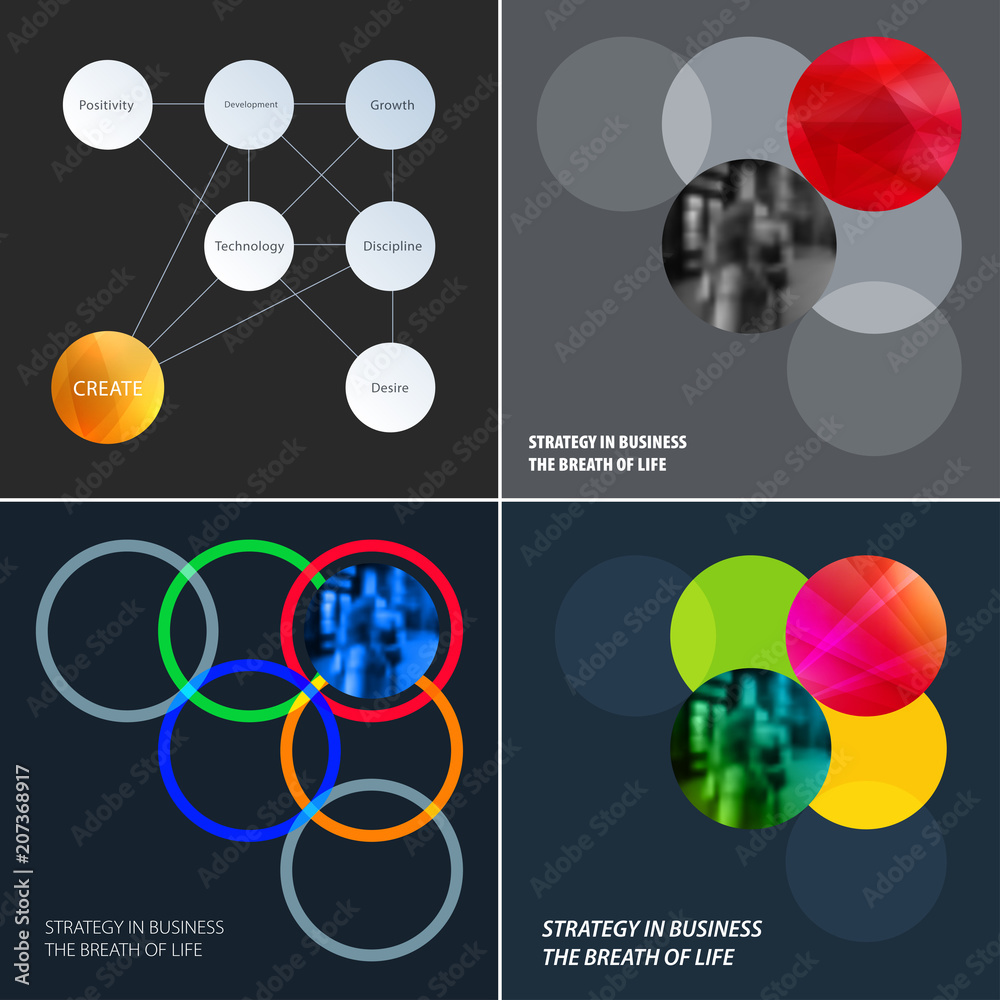 Aufkleber abstract design of colourful vector elements for smooth background with round shapes rinds for busin