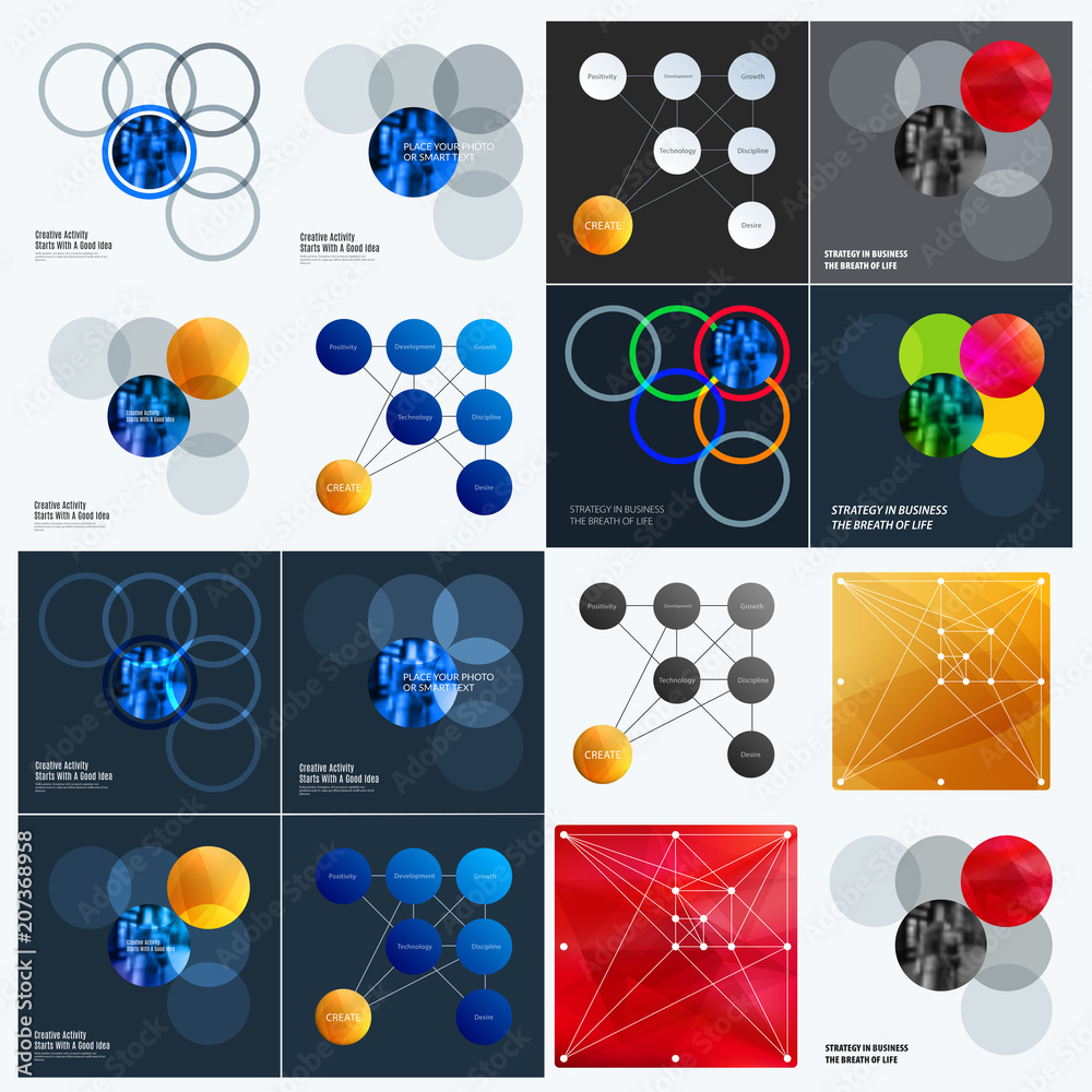 Poster abstract design of colourful vector elements for smooth background with round shapes rinds for busin