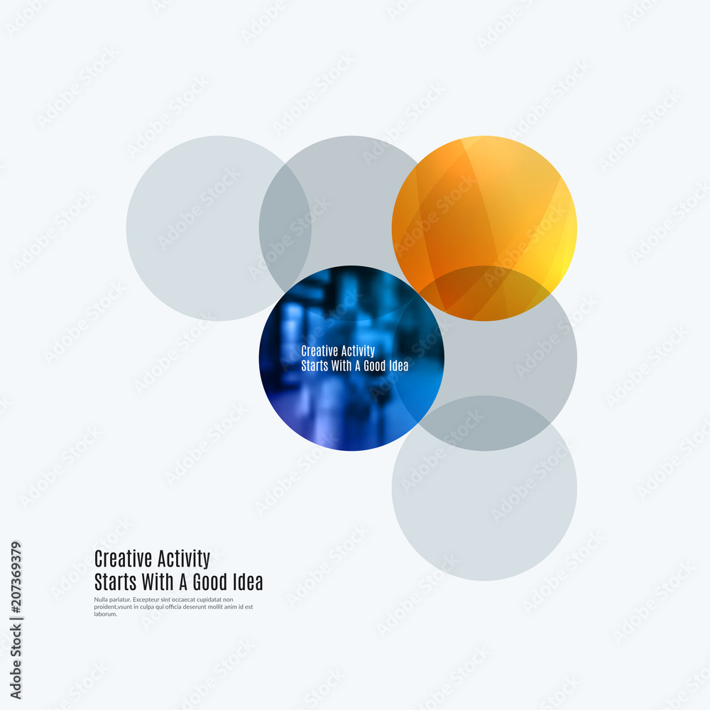 Poster abstract design of colourful vector elements for smooth background with round shapes rinds for busin