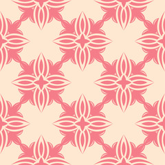 Red and beige floral seamless pattern