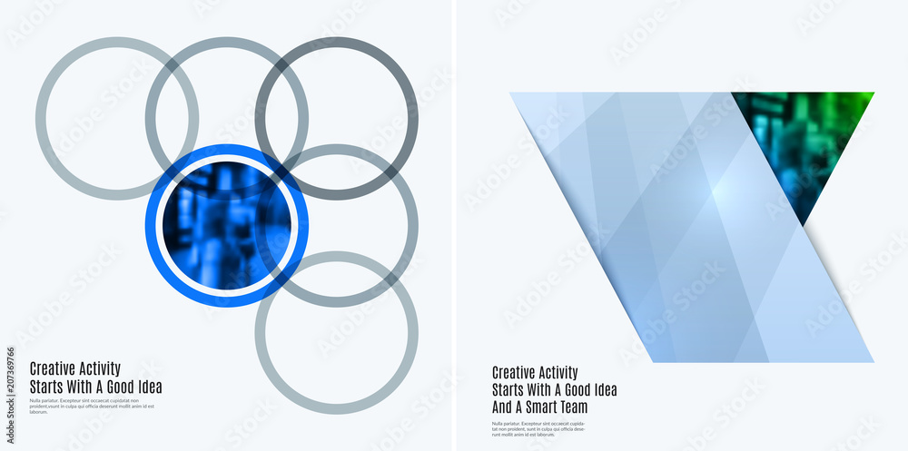 Poster abstract design of colourful vector elements for smooth background with round shapes rinds for busin