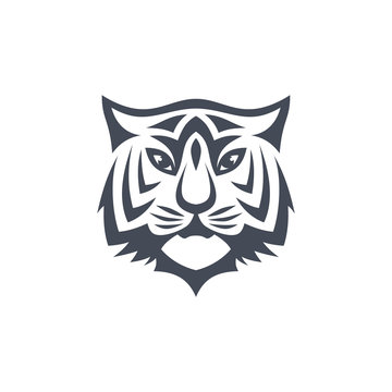 intimidating tiger front view theme logo template