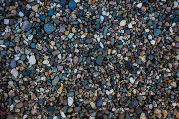 pebbles on the river bank, background with stones