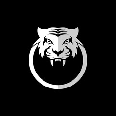 intimidating tiger front view theme logo template