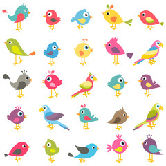 set of cute cartoon birds