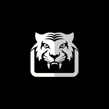 intimidating tiger front view theme logo template