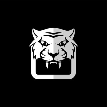 intimidating tiger front view theme logo template
