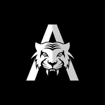 intimidating tiger front view theme logo template