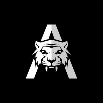 intimidating tiger front view theme logo template
