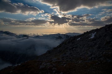 Fototapeta na wymiar A bright ascent to the mountain of Oshten, Adygea