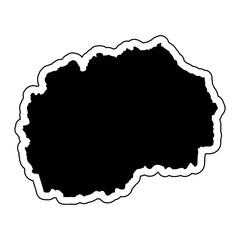 Black silhouette of the country Macedonia with the contour line or frame. Effect of stickers, tag and label. Vector illustration