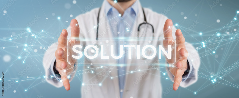 Fototapete doctor using modern digital solution interface 3d rendering