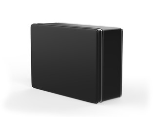 Square Tin Can Mock-Up On Isolated White Background, 3D Illustration