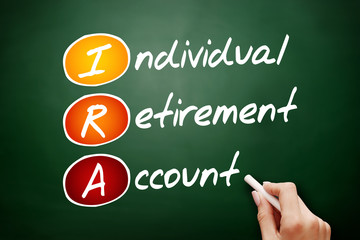 IRA - Individual Retirement Account acronym, concept on blackboard