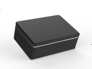 Square Tin Can Mock-Up On Isolated White Background, 3D Illustration