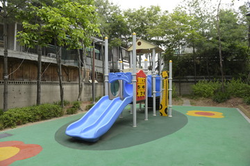 playground with trees in seoul, korea