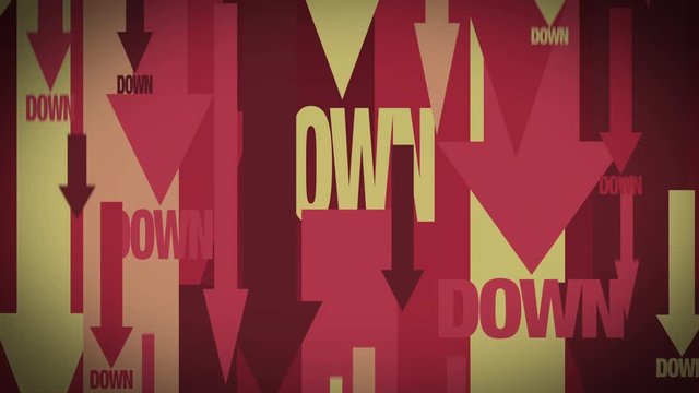 DOWNの文字と矢印が下に向かうアニメーション ループ