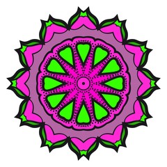 Floral Geometric Pattern with hand-drawing Mandala. Vector illustration. For fabric, textile, bandana, scarg, print.