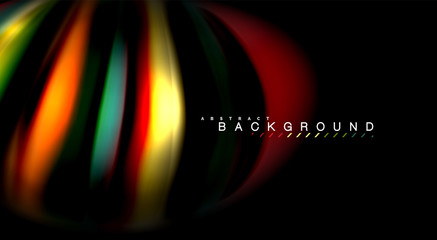 Abstract wave lines fluid rainbow style color stripes on black background. Artistic illustration for presentation, app wallpaper, banner or poster