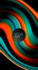 Abstract wave lines fluid rainbow style color stripes on black background. Artistic illustration for presentation, app wallpaper, banner or poster