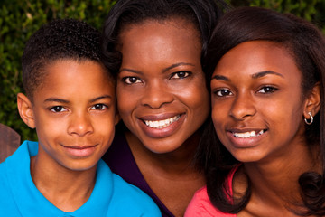 African American mother and her children.