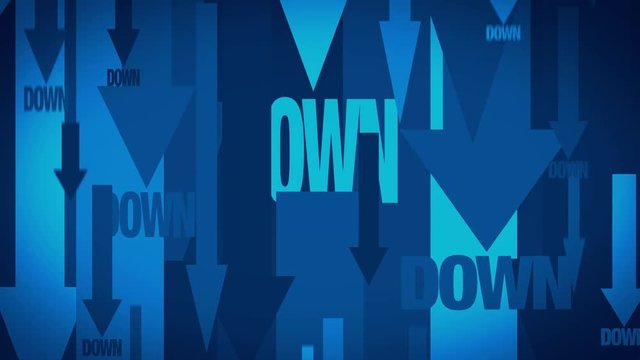 DOWNの文字と矢印が下に向かうアニメーション ループ