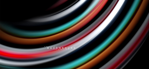 Multicolored wave lines on black background design