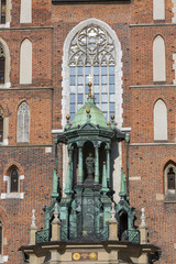St.Mary Basilica ( Mariacki), gothic style church, main market square, Krakow, Poland