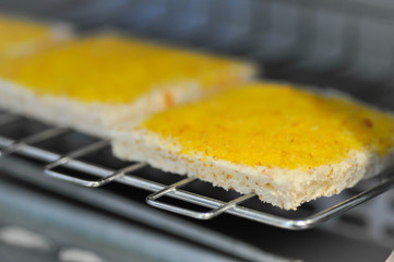 bread with margarine or butter topping