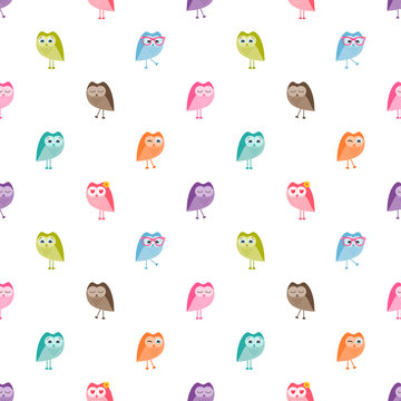 seamless pattern with funny owls