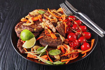 chicken liver pancakes on a plate