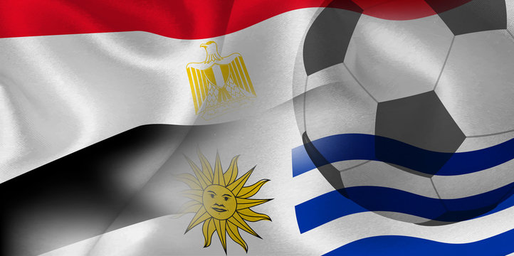 エジプト　ウルグアイ　 国旗　サッカー 