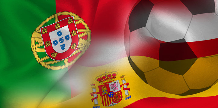 ポルトガル　スペイン　 国旗　サッカー 