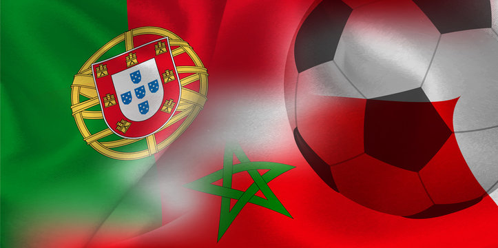 ポルトガル　モロッコ　 国旗　サッカー 