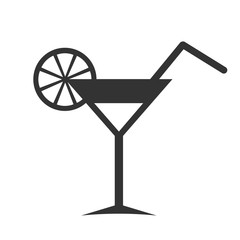 summer drink with a lemon and a straw. vector icon
