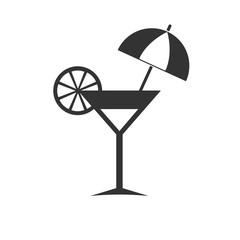 summer drink with a lemon and a straw. vector icon