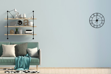 Modern interior design in Scandinavian style. 3D illustration.